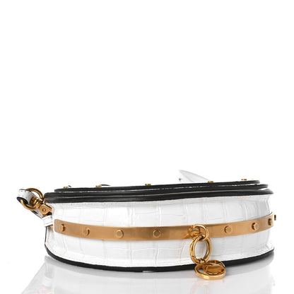 Chloe Calfskin Crocodile Embossed Small Nile Bracelet Minaudiere Bag White 4 of 10