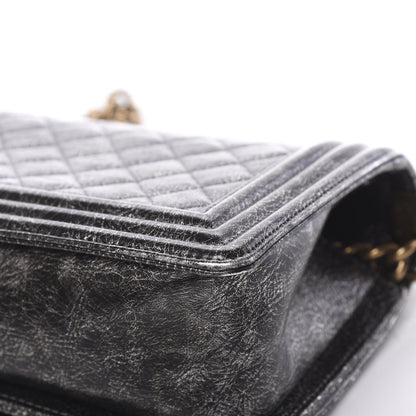 Chanel Cracked Metallic Calfskin Quilted Medium Boy Flap Dark Silver 10 of 16