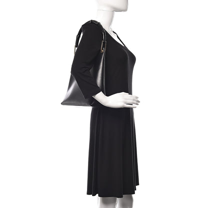 Gucci Smooth Calfskin Bamboo Handle Shoulder Bag Black 2 of 12