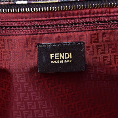Fendi Zucca Spalmati Vitello FF Multicolor Medium Roll Tote Tobacco Multicolor Marrone 5 of 14