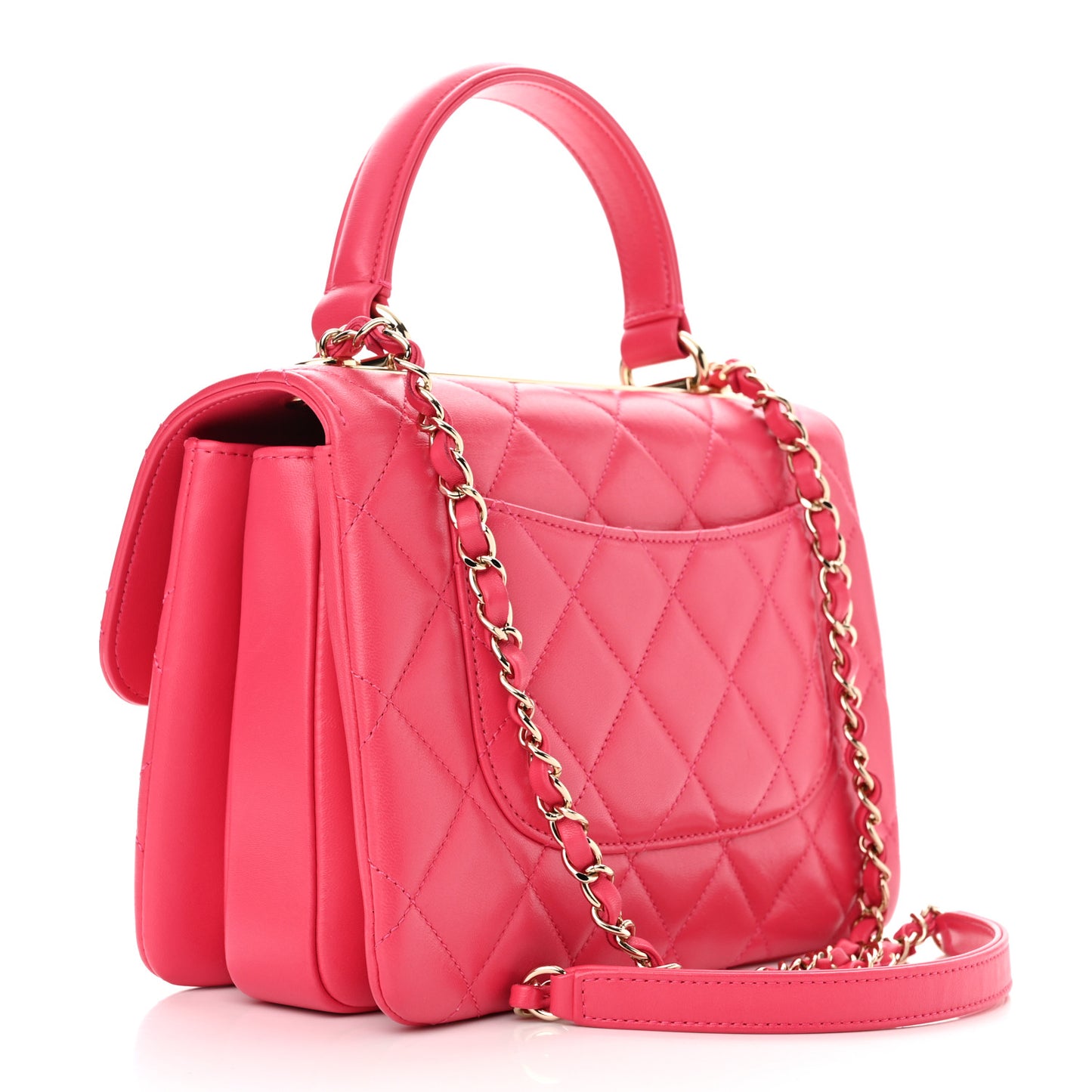 Lambskin Quilted Small Trendy CC Flap Dual Handle Bag Pink