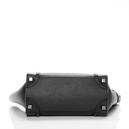 Celine Drummed Calfskin Micro Luggage Black 5 of 10