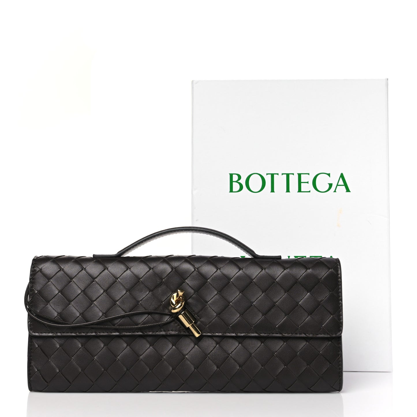 Nappa Intrecciato Long Andiamo Top Handle Clutch Fondant