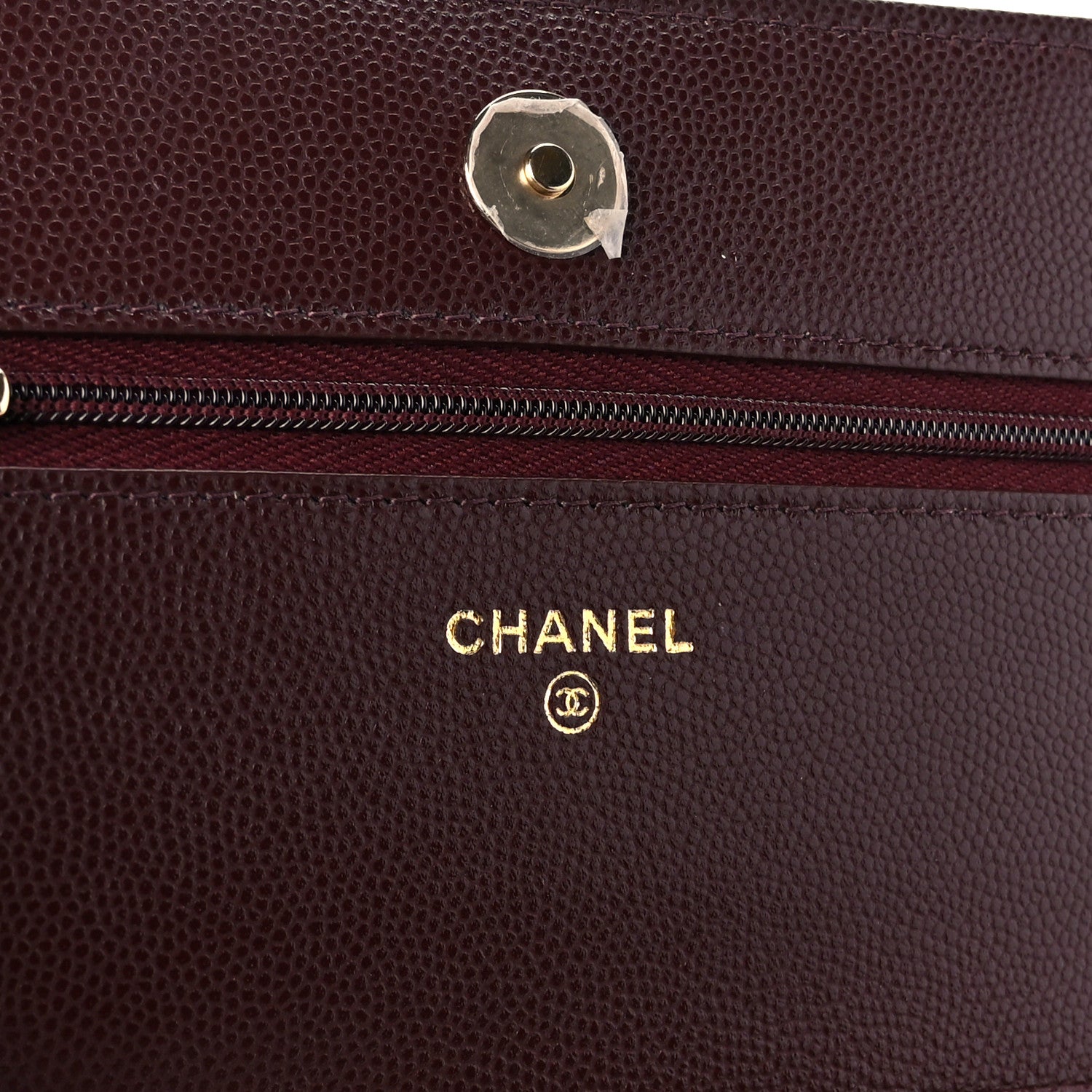 Chanel Shiny Caviar Quilted Strass Wallet On Chain WOC Bordeaux 6 of 12