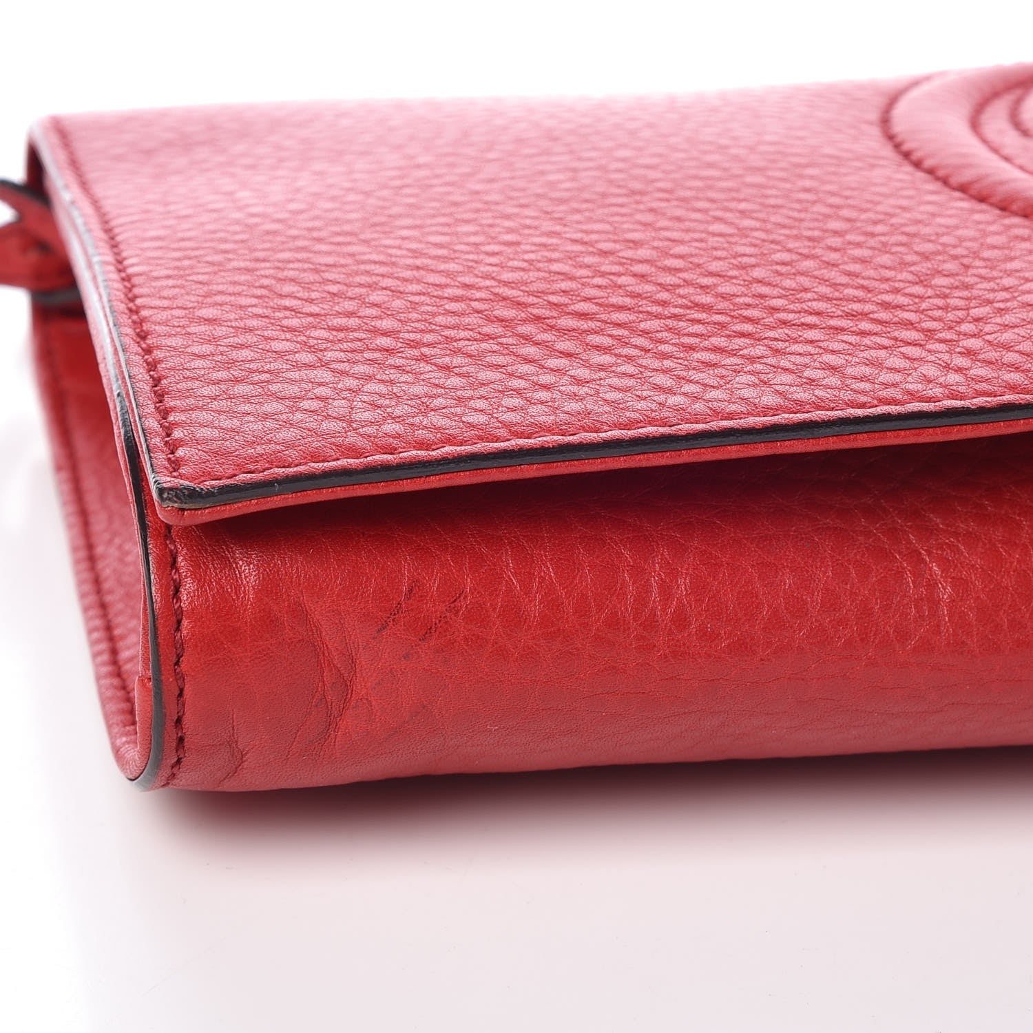 Gucci Pebbled Calfskin Medium Soho Clutch Red 8 of 9