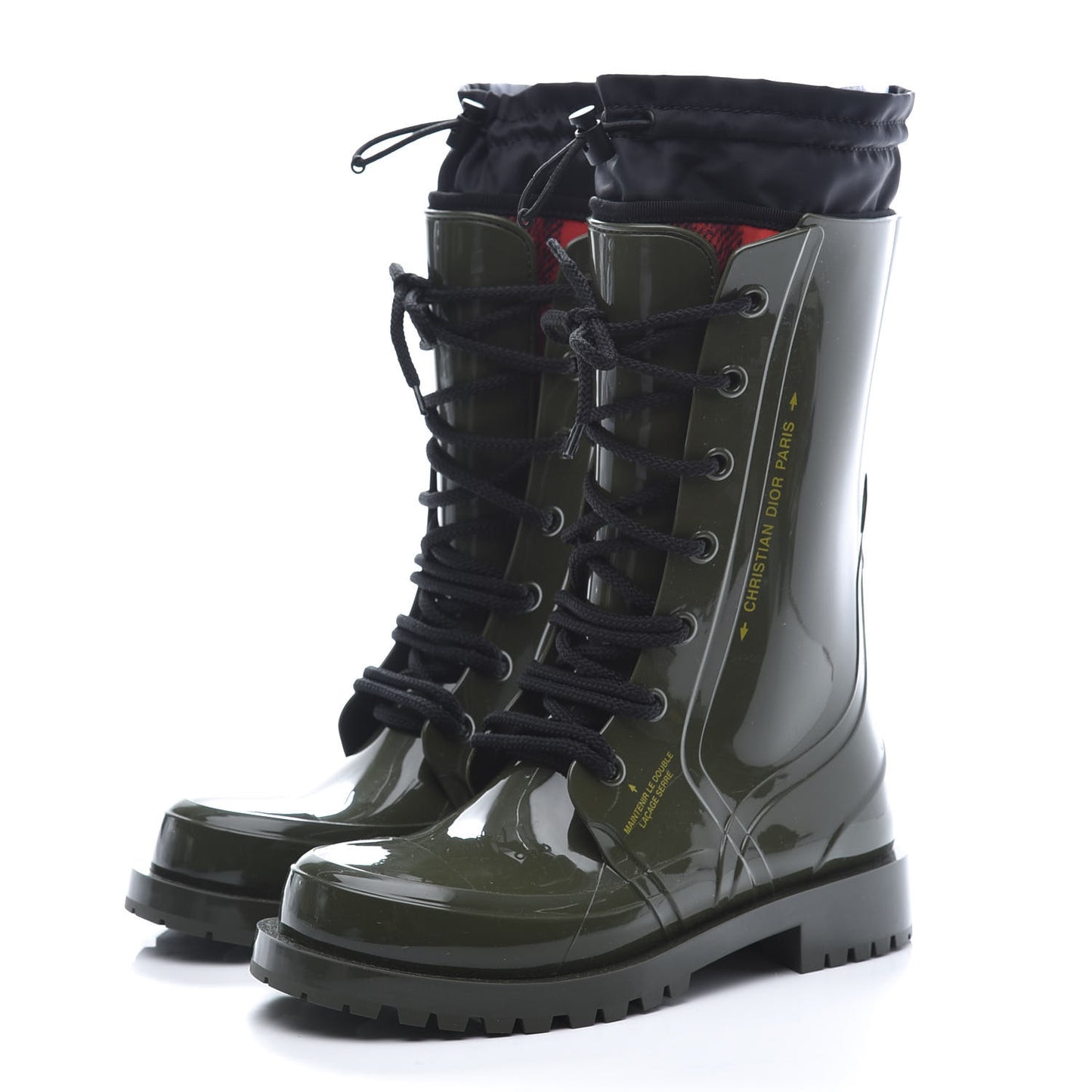 Shiny Rubber Diorcamp Low Boots 37 Military