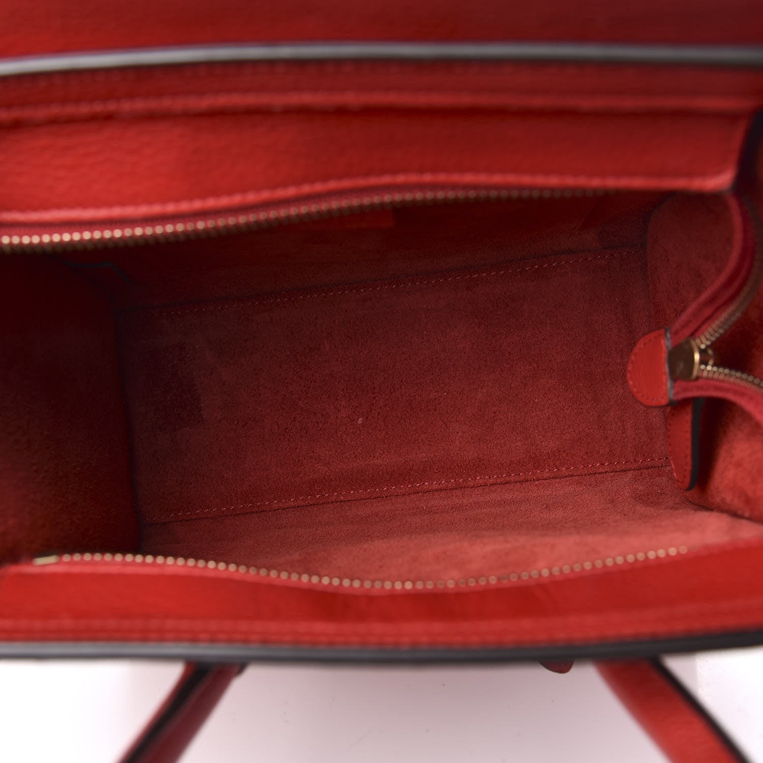 Celine Drummed Calfskin Nano Luggage Red 4 of 9