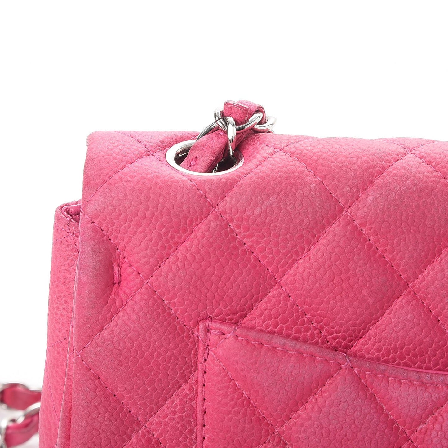 Iridescent Caviar Quilted Mini Rectangular Flap Pink