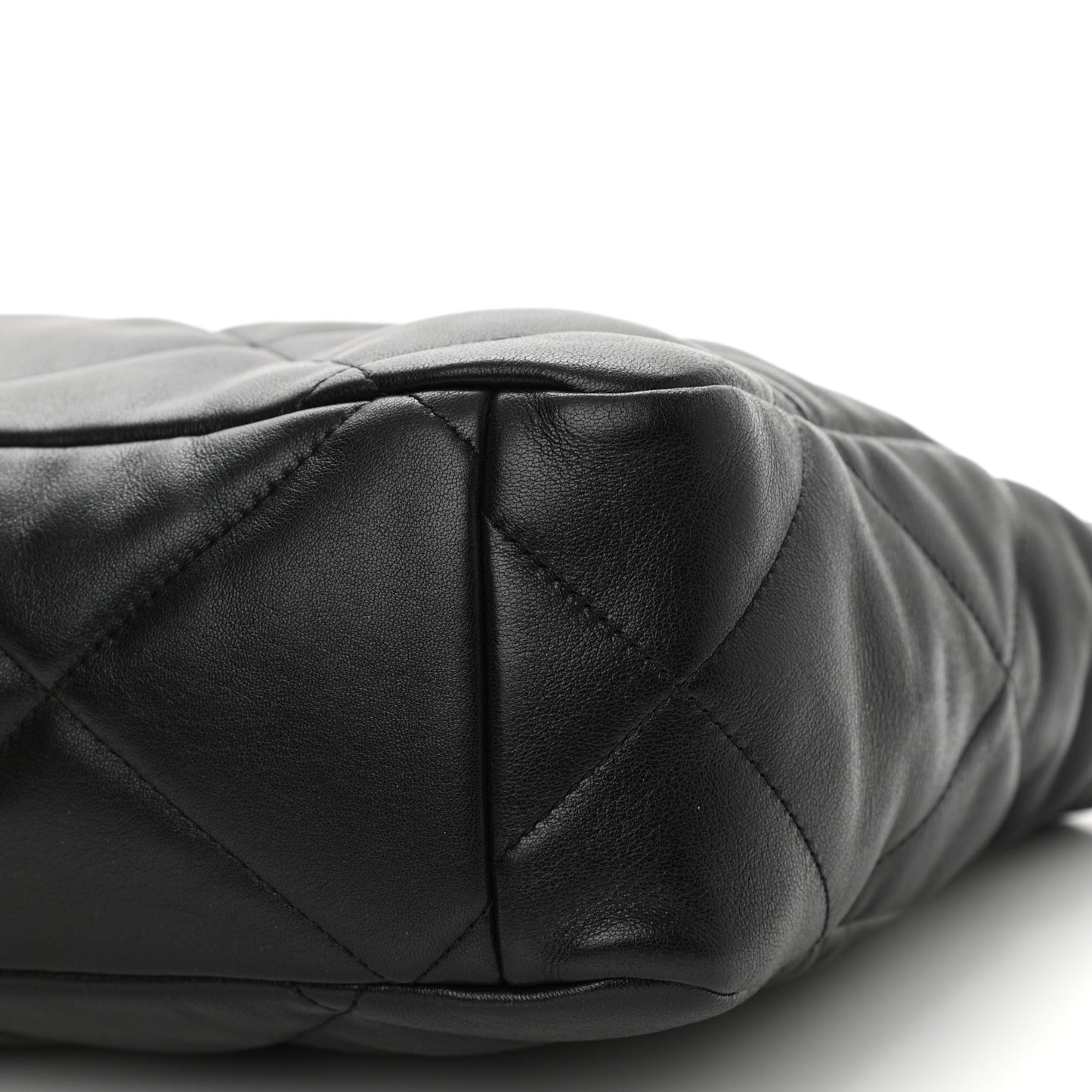 Lambskin Quilted Chanel 19 East West Shopping Bag Black