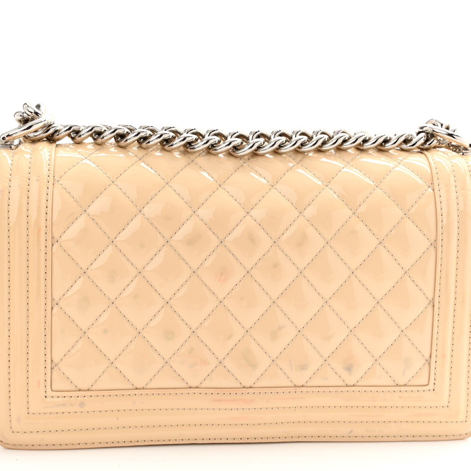 Chanel Patent Calfskin Quilted Medium Plexiglass Boy Flap Beige 14 of 18