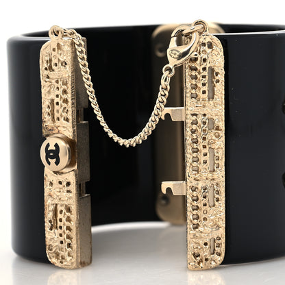 Chanel Resin CC Wide Cuff Black Gold 4 of 6