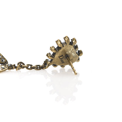 Christian Dior Crystal Pearl Bee Heart Drop Earrings Antique Gold 4 of 5