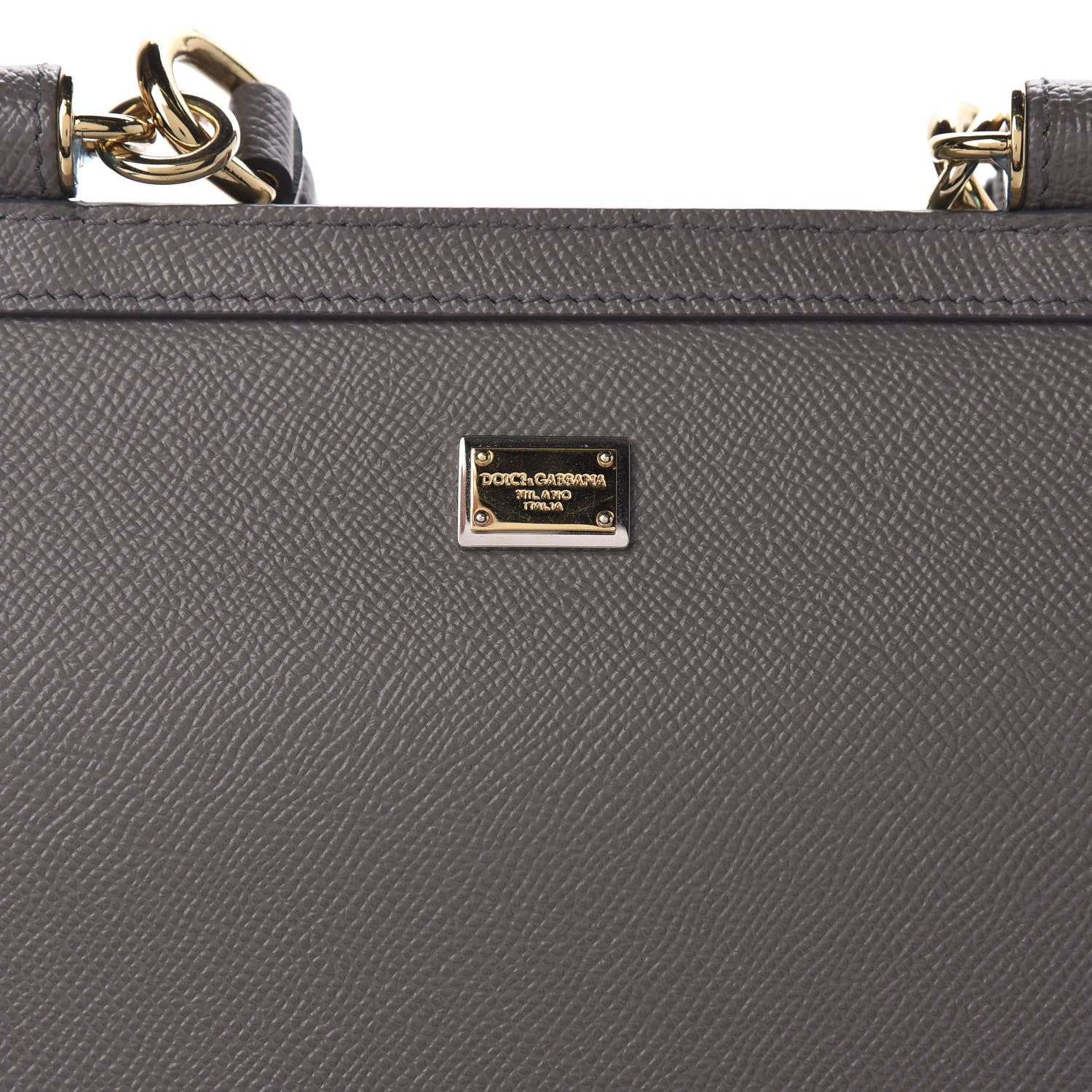 Dolce & Gabbana Dauphine Studded Medium DG Family Patch Miss Sicily Satchel Grey 10 of 10