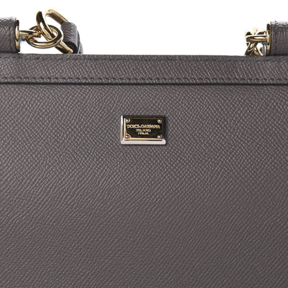 Dolce & Gabbana Dauphine Studded Medium DG Family Patch Miss Sicily Satchel Grey 10 of 10