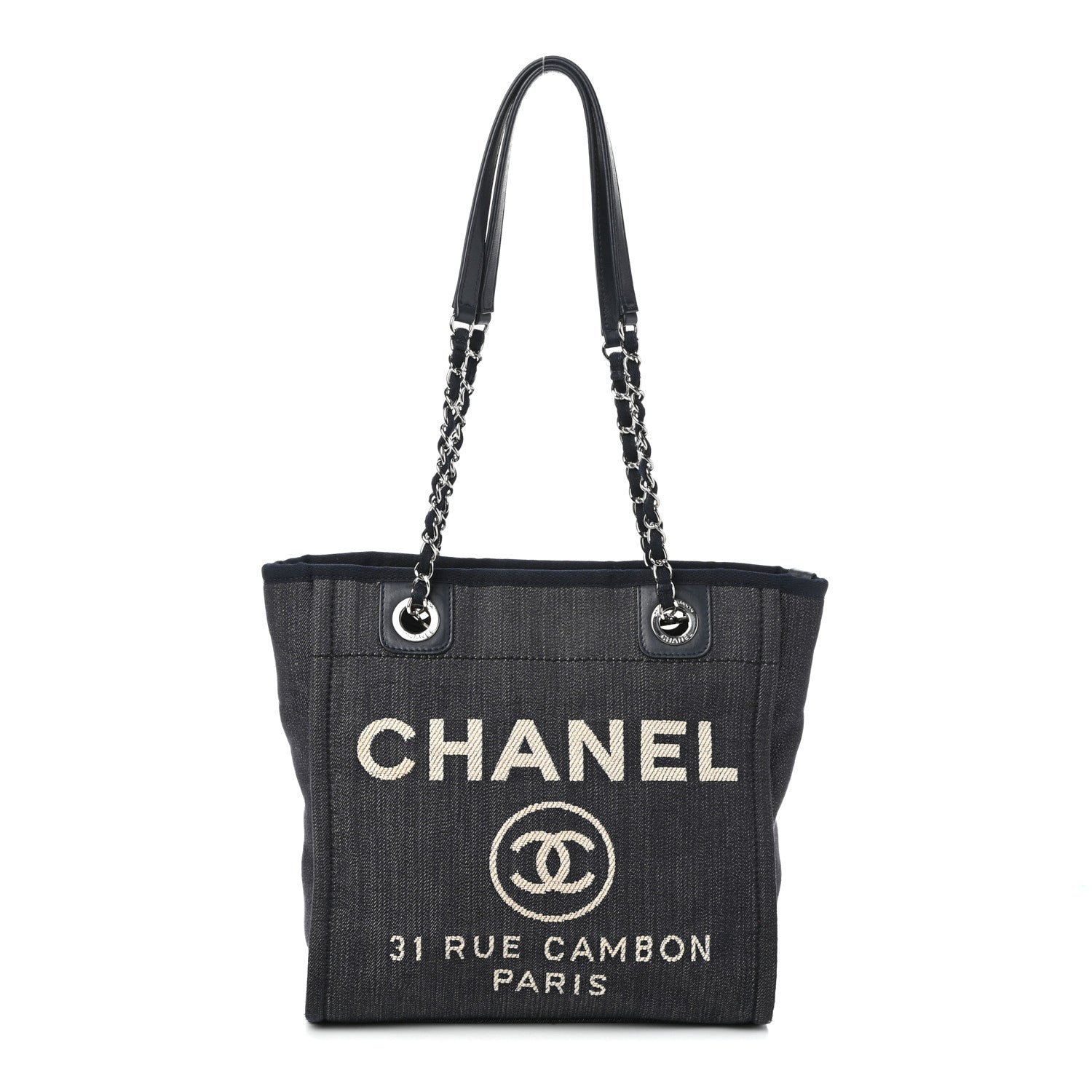 Chanel Denim Mini Deauville Tote Dark Blue 1 of 10