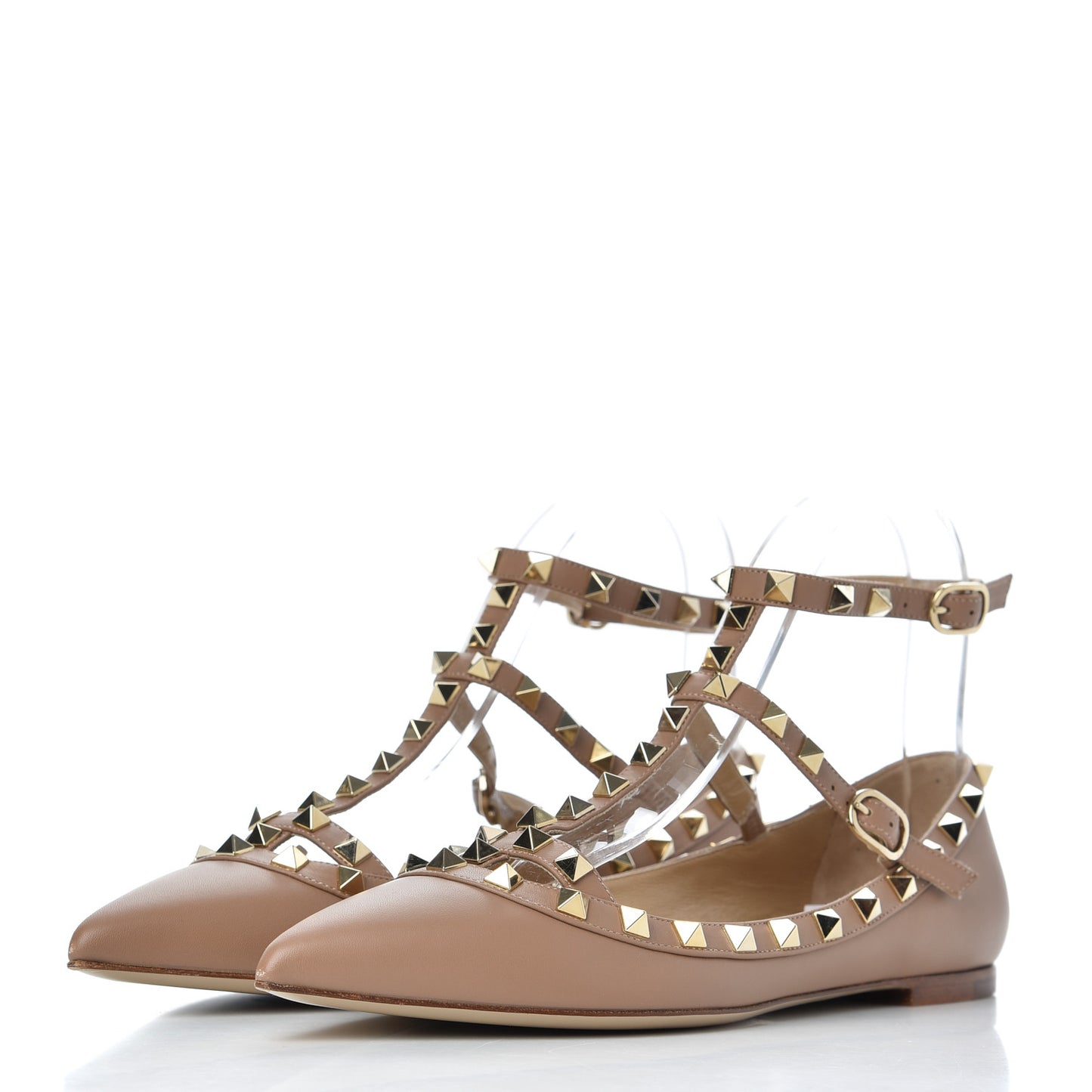 Nappa Rockstud Cage Flats 37 Beige