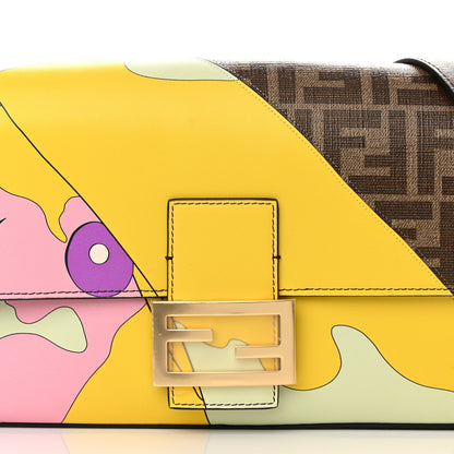 Fendi Glazed Fabric FF 1974 Hairdo Girls Inlay Baguette Mogano Panna Multicolor 8 of 12