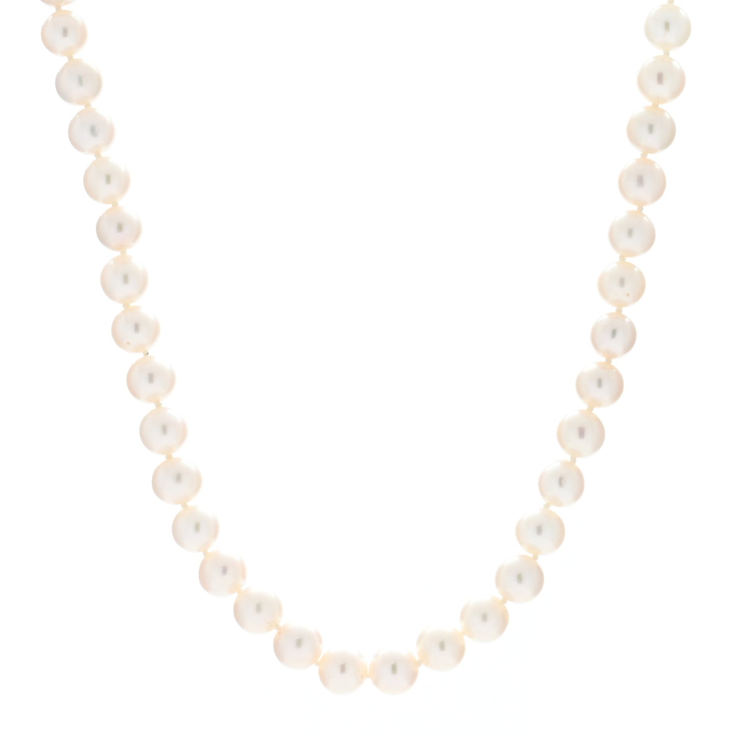 Sterling Silver Diamond Pearl 8-8.5mm Buckle Necklace