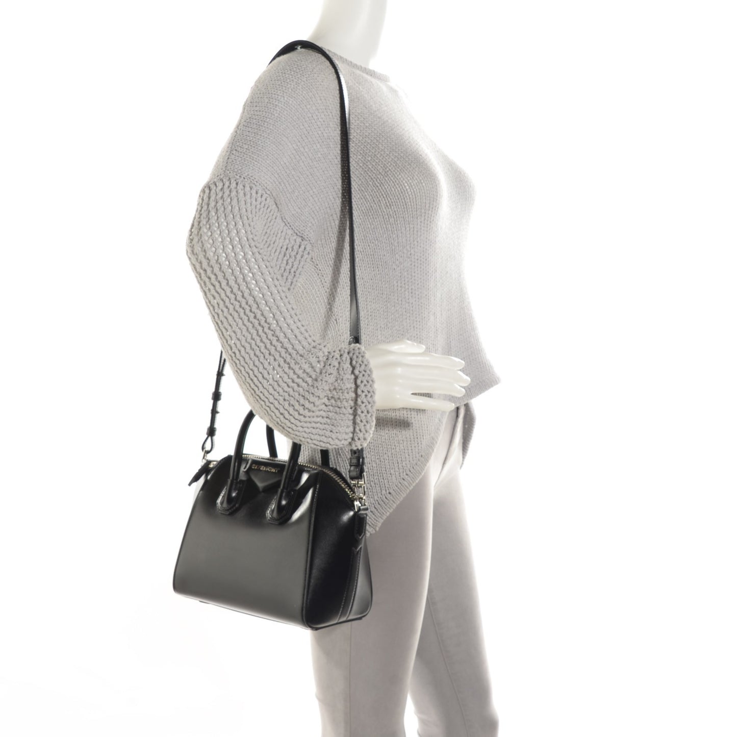Shiny Lord Calfskin Mini Antigona Black