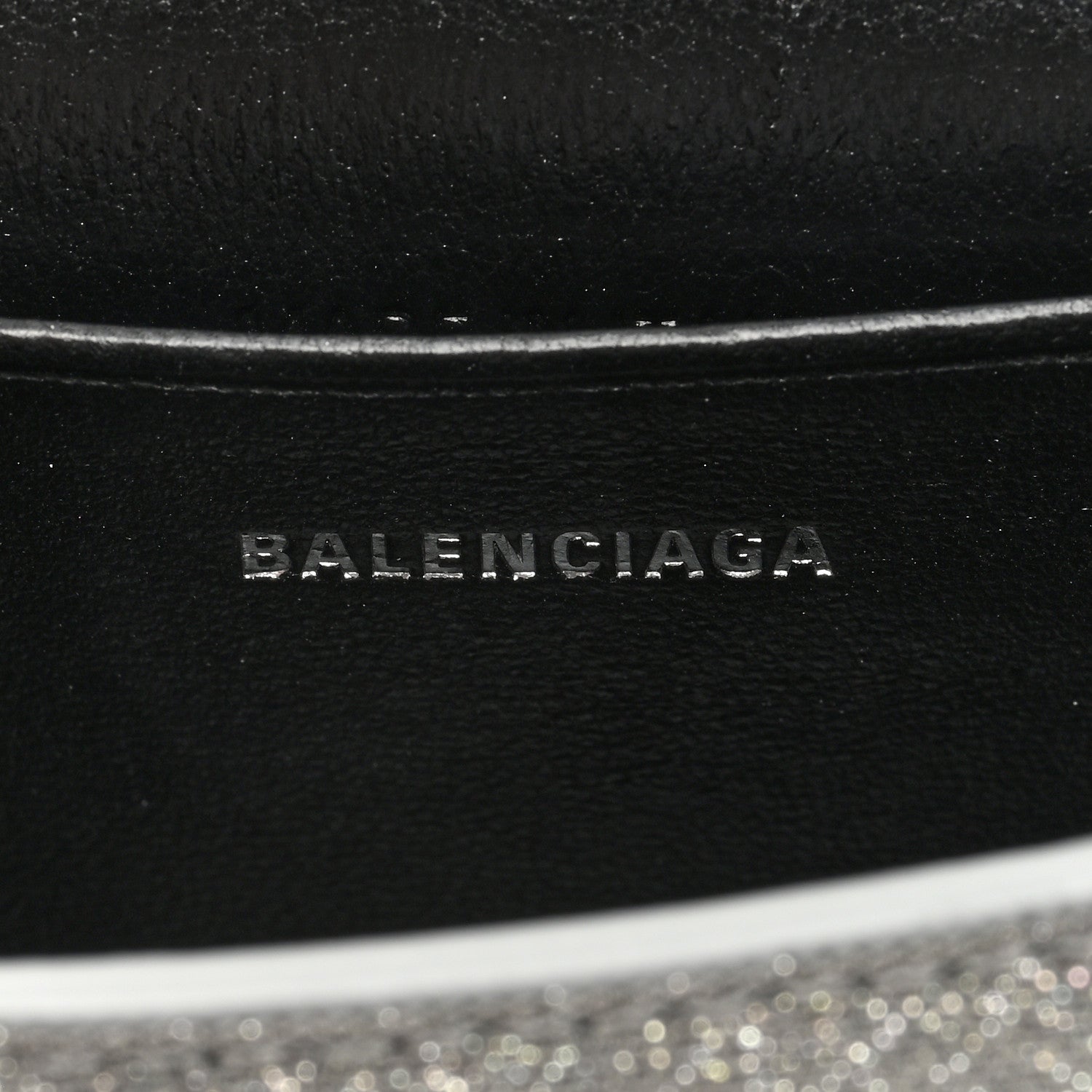 Balenciaga Glitter Fabric Hourglass Top Handle Bag Mini with Chain Grey 6 of 9