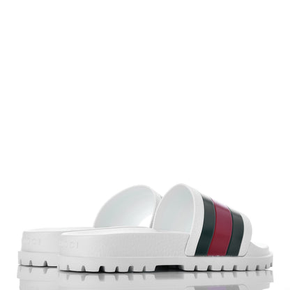 Gucci Rubber Web Mens Lug Sole Slide Sandals 6 Great White Green Red 4 of 8