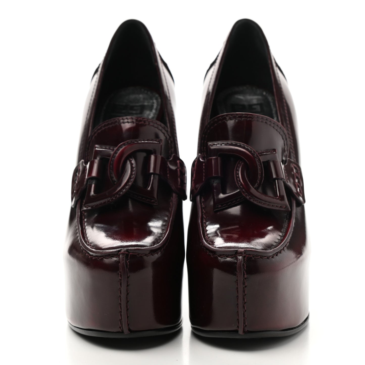 Patent Calfskin Show Platform Loafer 37 Burgundy