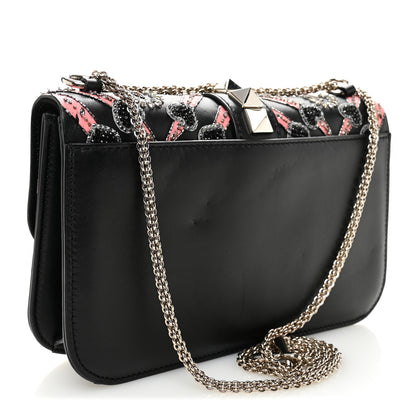 Valentino Garavani Vitello Crystal Loveblade Embellished Medium Glam Lock Rockstud Flap Black 3 of 10