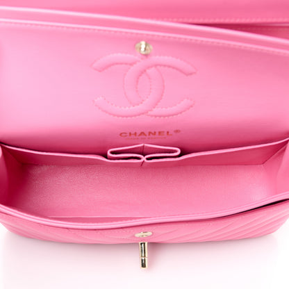 Chanel Lambskin Chevron Quilted Small Double Flap Pink 5 of 11
