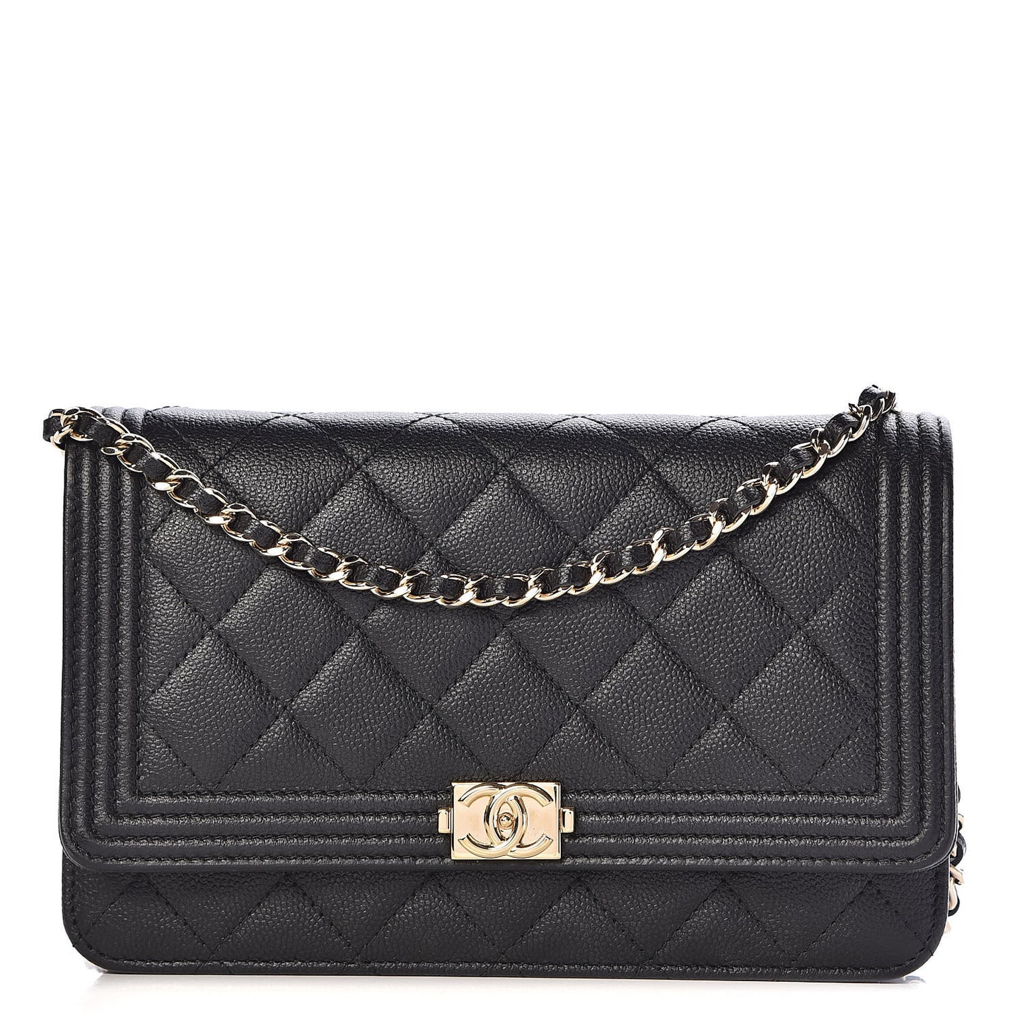 Caviar Quilted Boy Wallet On Chain WOC Black