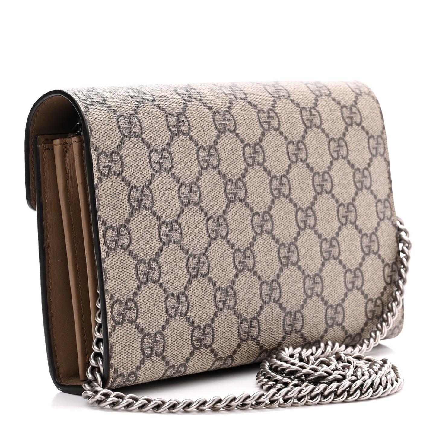 GG Supreme Monogram Mini Dionysus Chain Wallet Beige Taupe