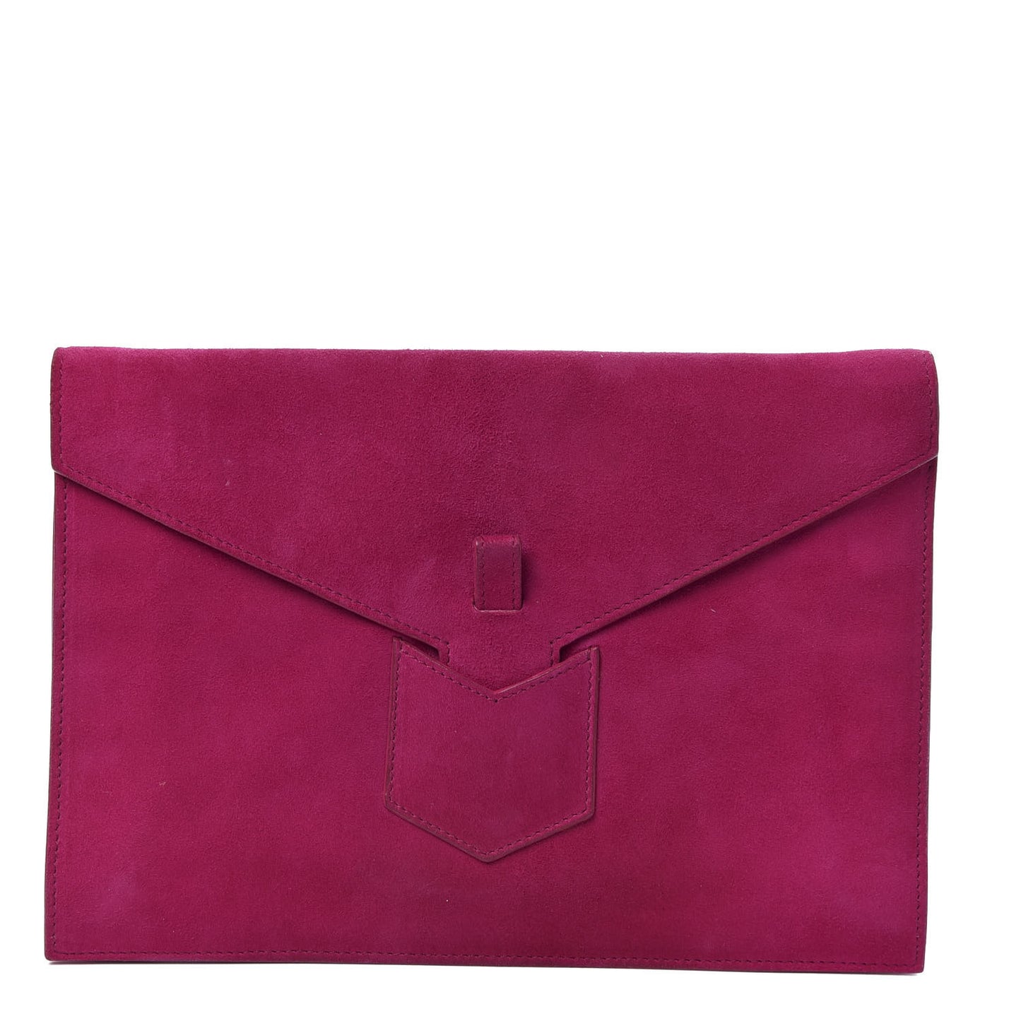 Suede Y Envelope Clutch Fuchsia