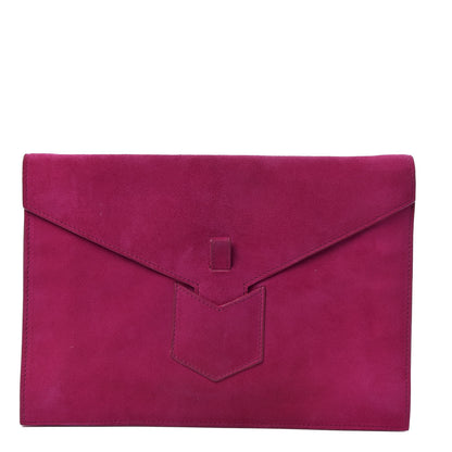 Saint Laurent Suede Y Envelope Clutch Fuchsia 1 of 10