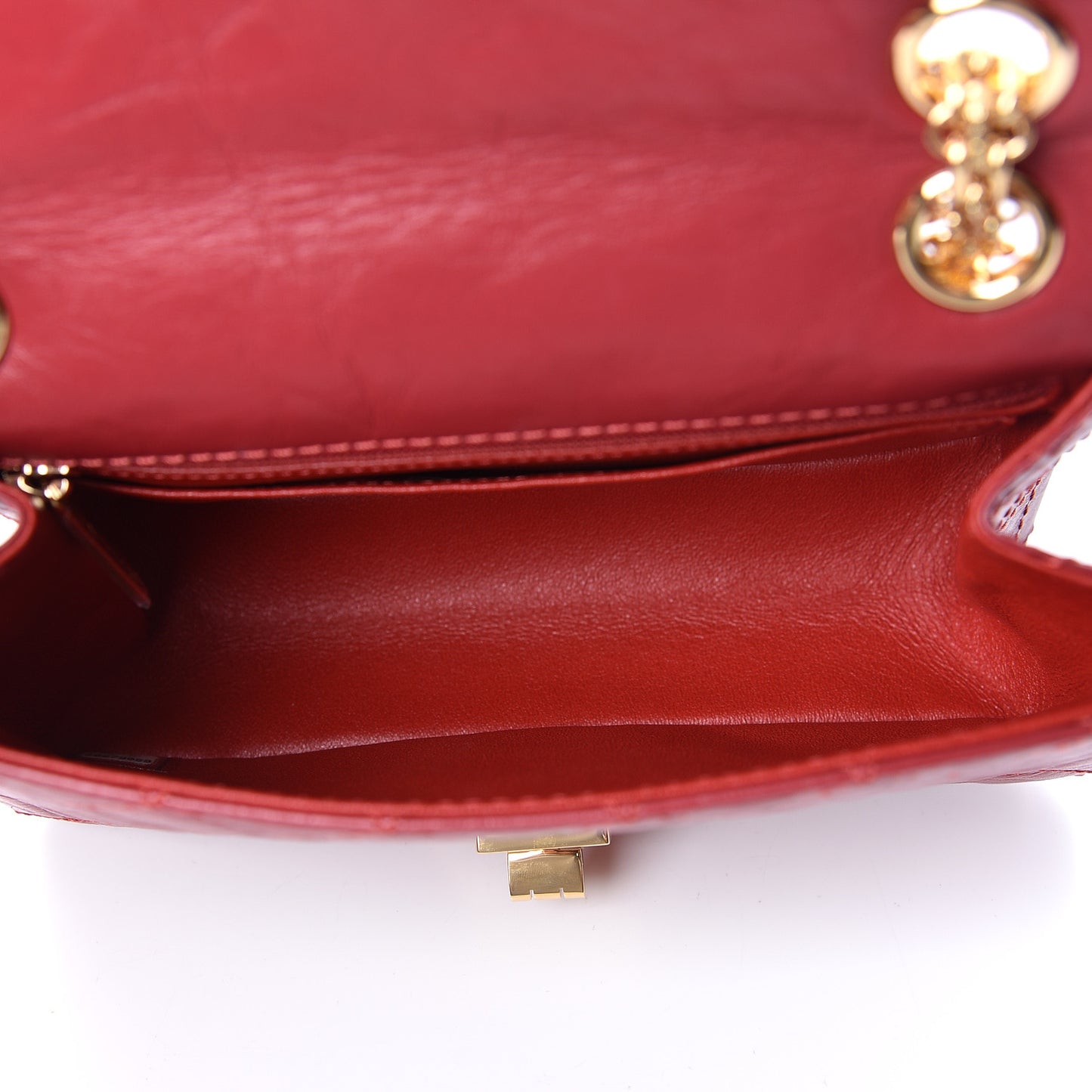 Aged Calfskin Quilted 2.55 Reissue Mini Flap Red