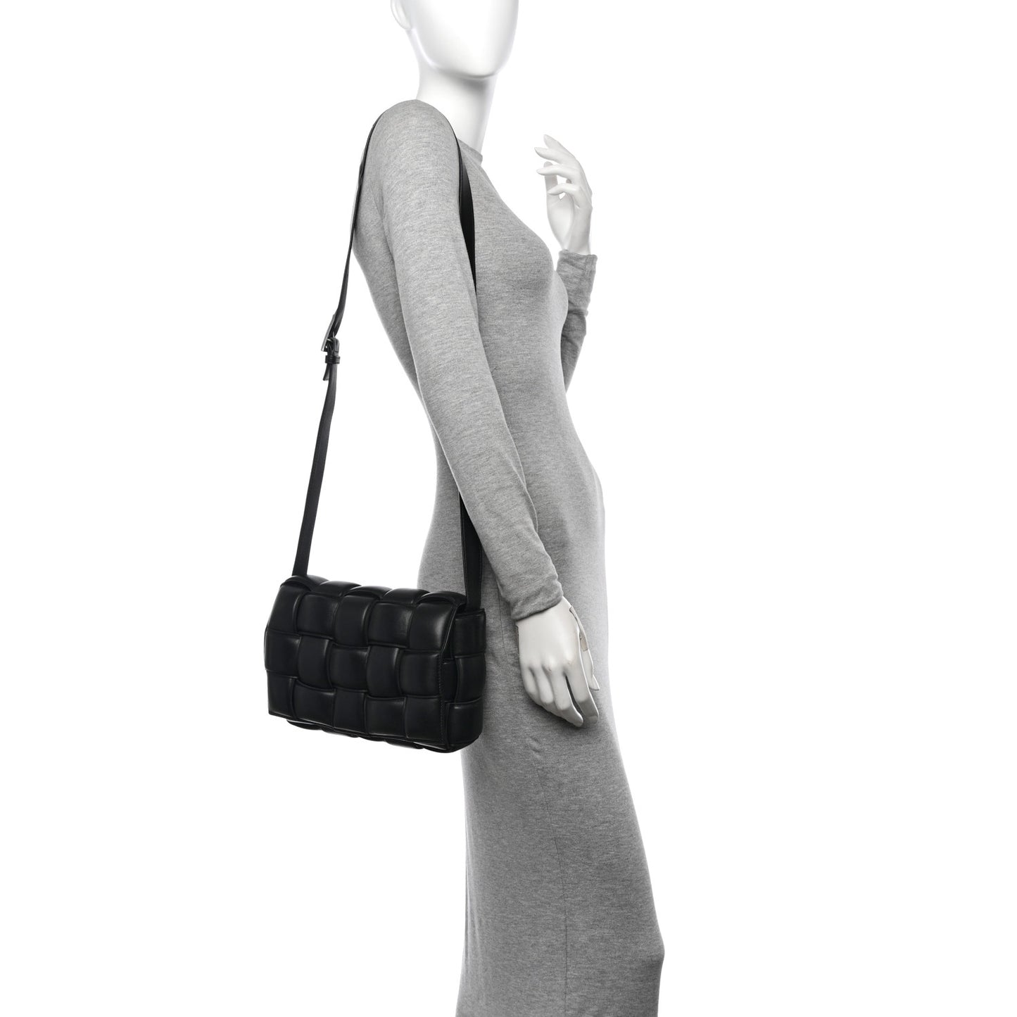 Nappa Maxi Intreccio Padded Cassette Crossbody Bag Black