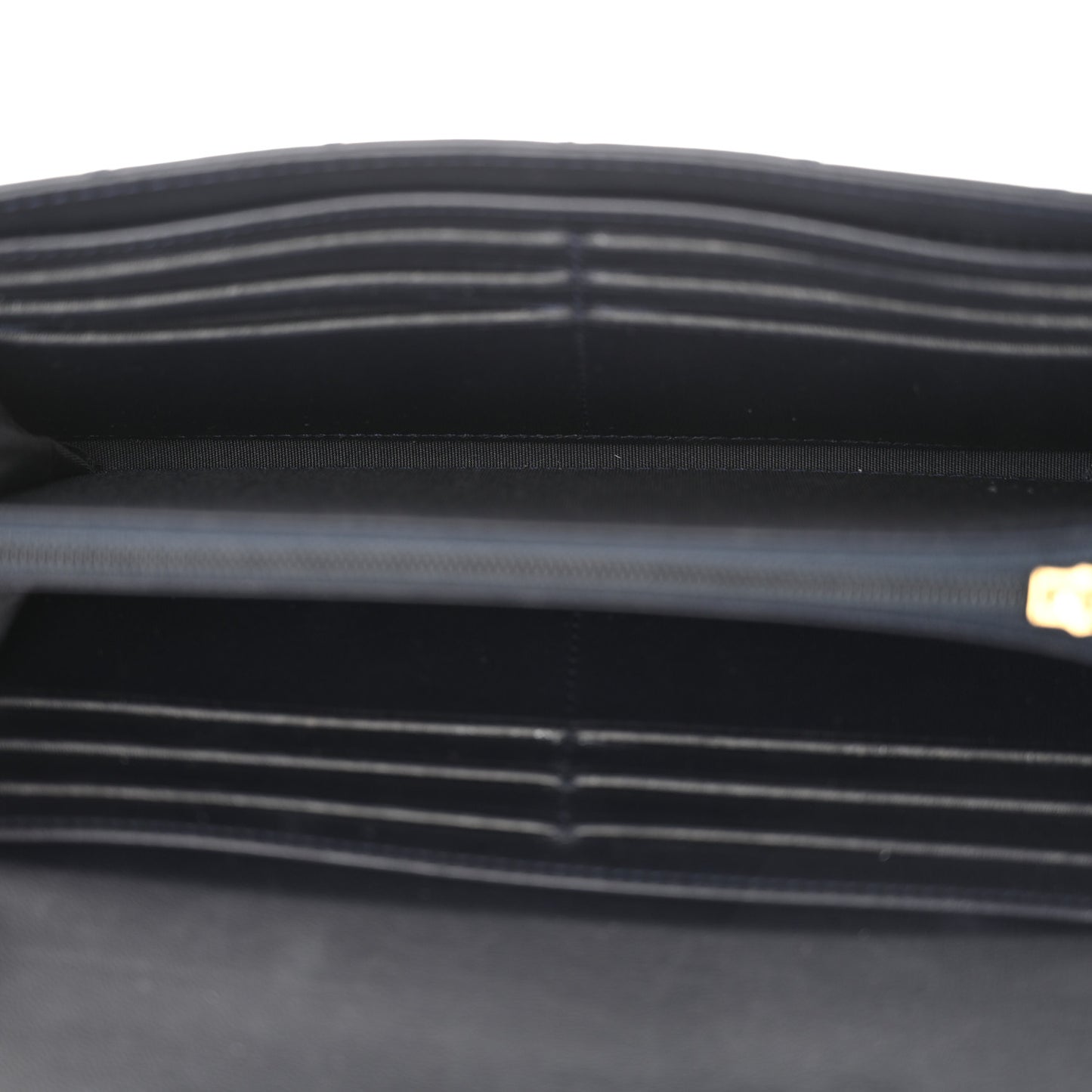 Lambskin Quilted Large Boy Gusset Flap Wallet Navy