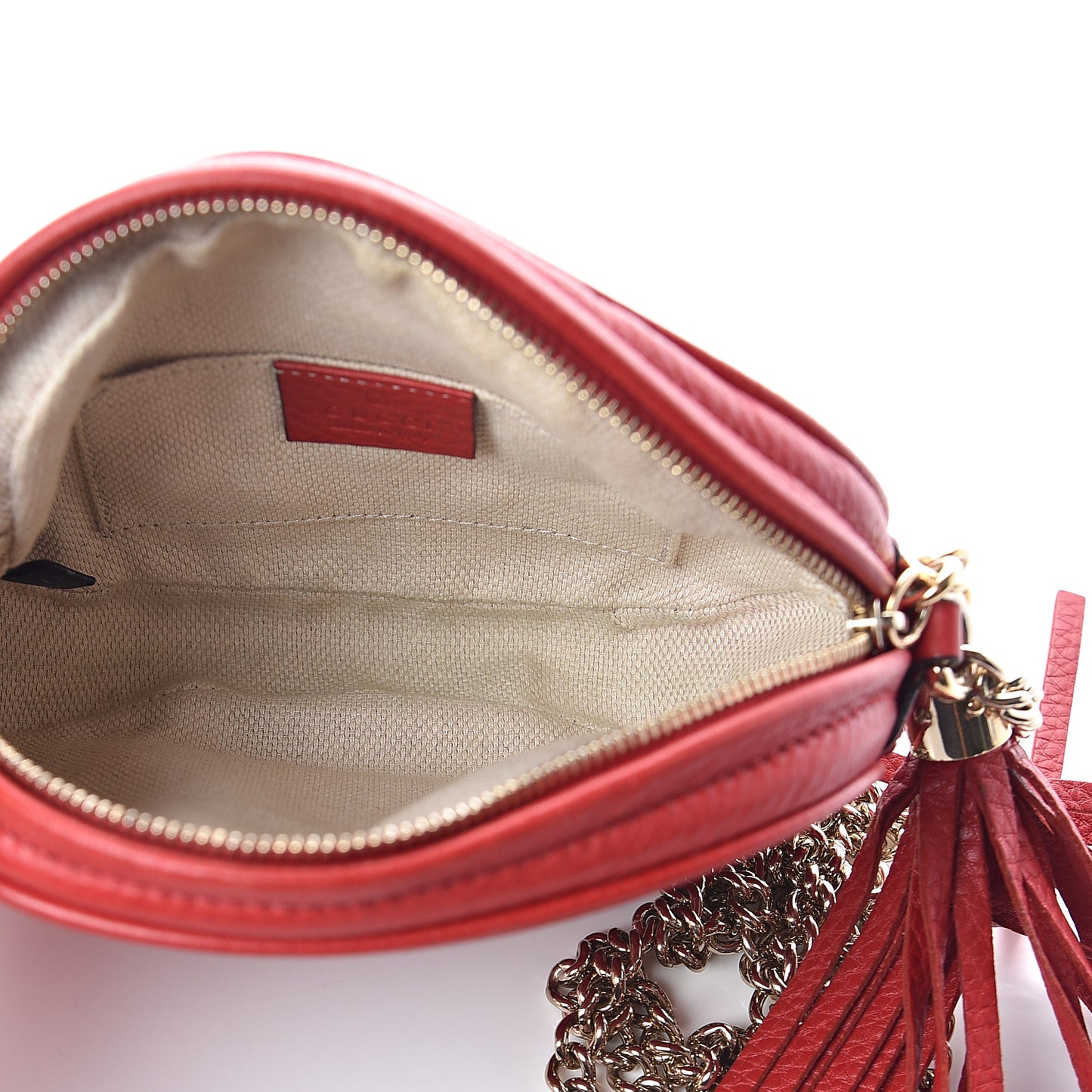 Pebbled Calfskin Mini Soho Chain Bag Tabasco Red