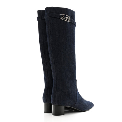 Hermes Denim Canvas Versailles Boots 39 Jean Fonce 4 of 9
