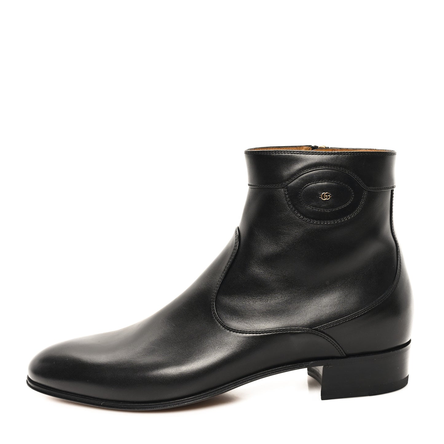 New Waxed Calfskin Mens Adel GG Ankle Boots 9 Black