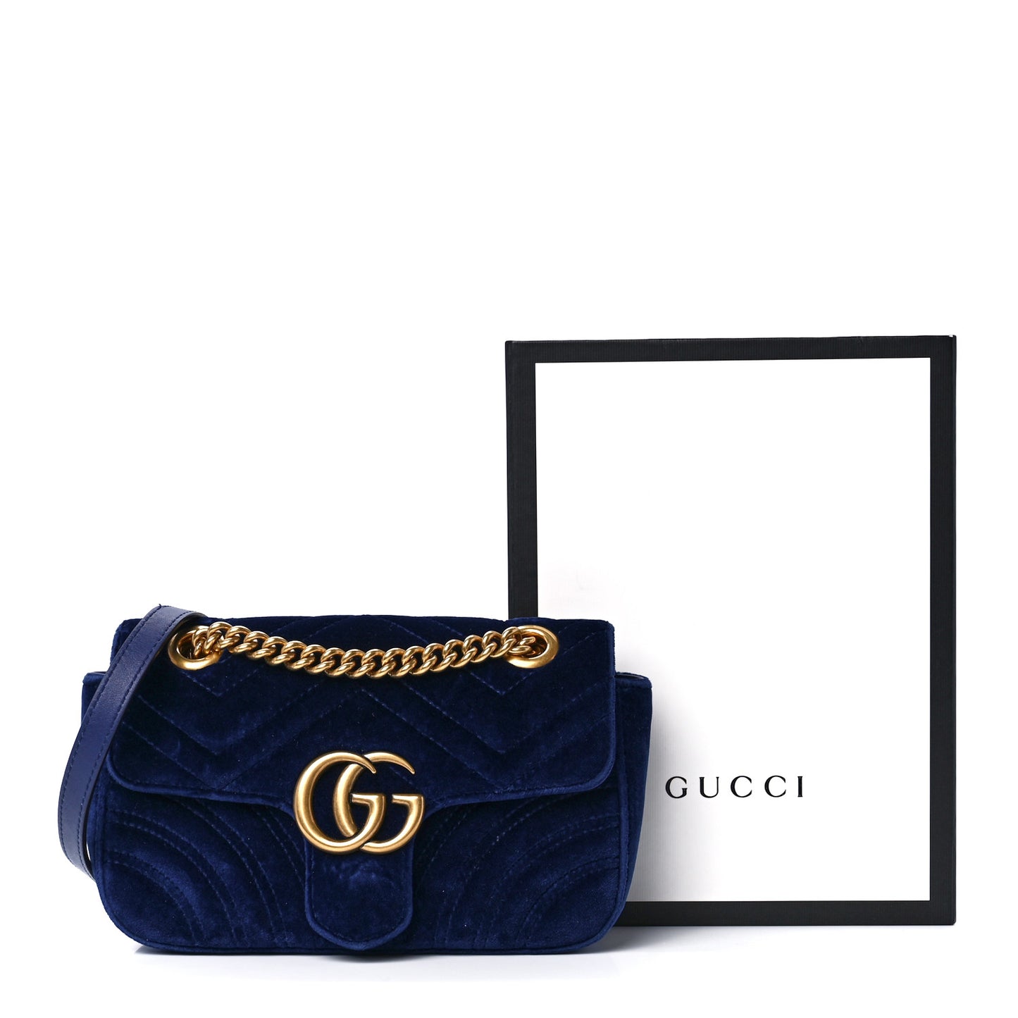 Velvet Matelasse Mini GG Marmont Shoulder Bag Cobalt Blue