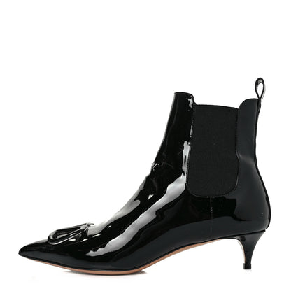 Valentino Garavani Patent VLogo Ankle Boots 37.5 Black 1 of 10