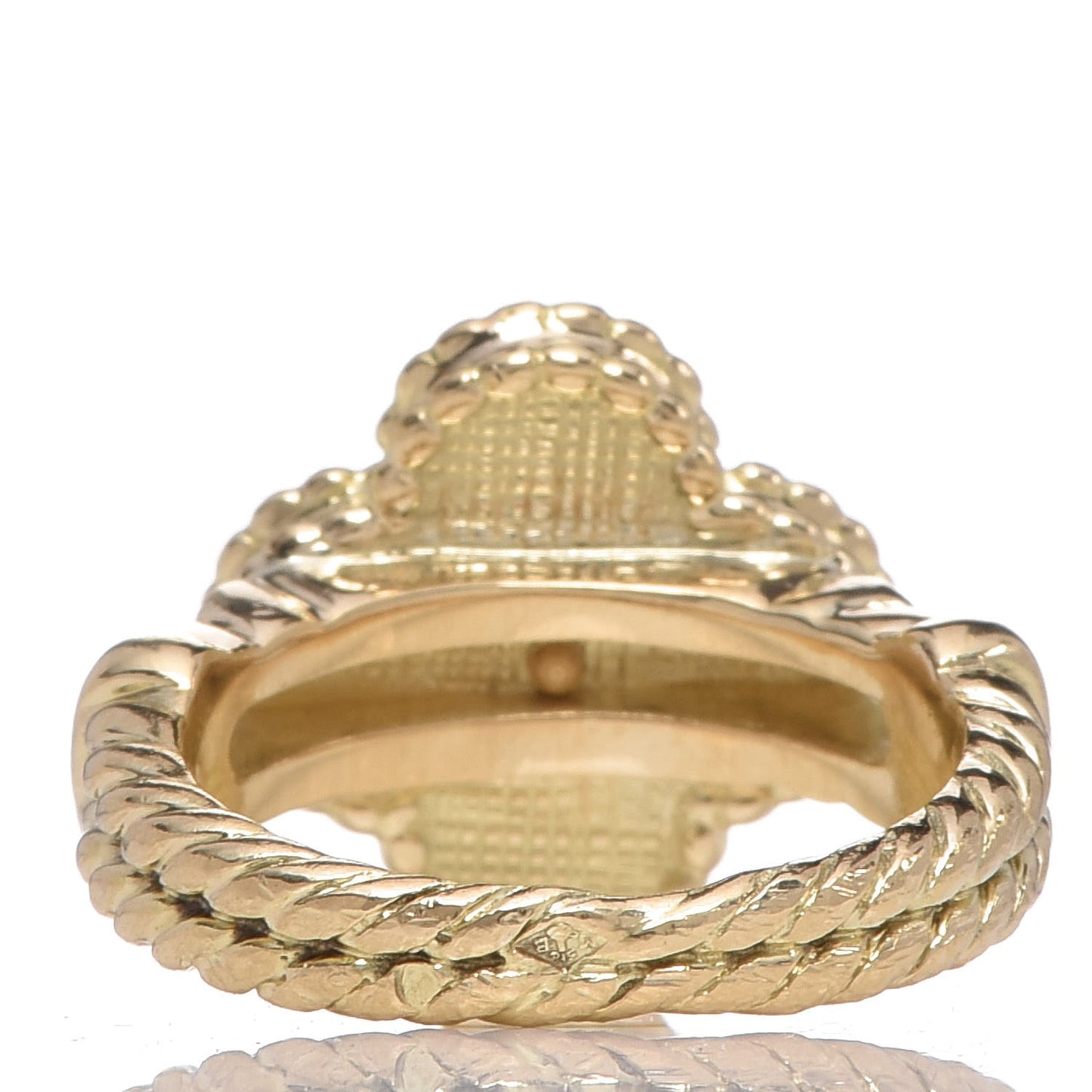 18K Yellow Gold Diamond Mother of Pearl Vintage Alhambra Ring 49 4.75