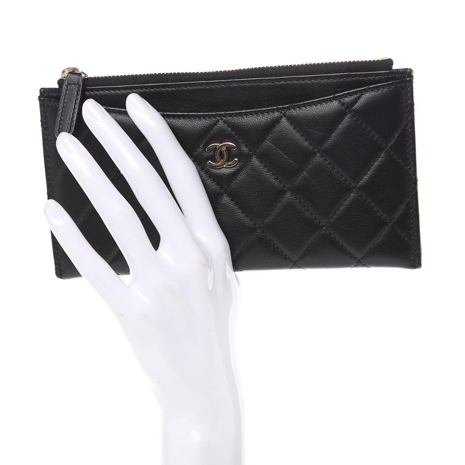Chanel Lambskin Quilted Classic Zip Pouch Black 2 of 11