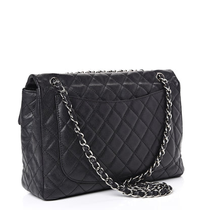 Chanel Washed Caviar Quilted Maxi Single Flap Black 2 of 12