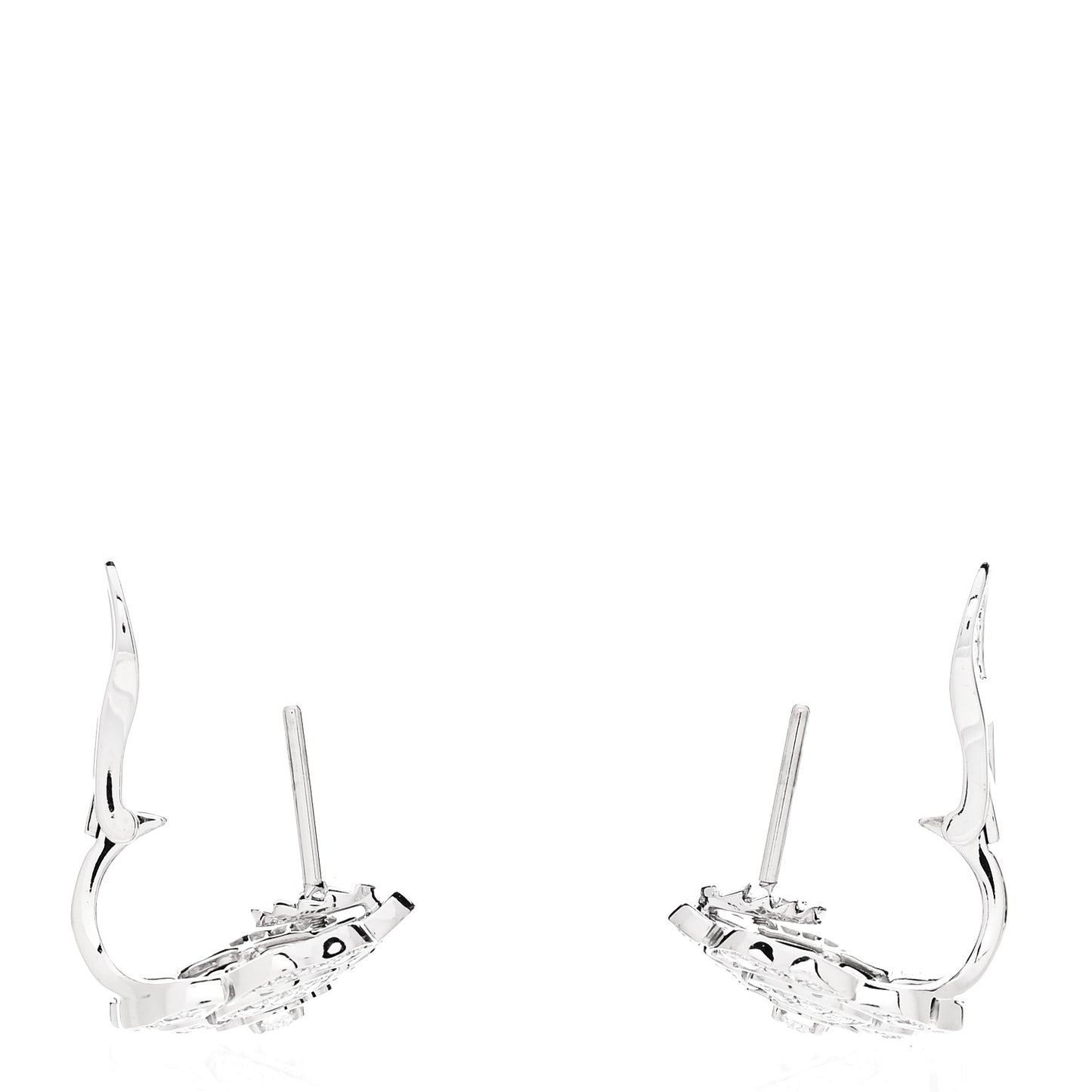 18K White Gold Diamond Bouton de Camelia Earrings