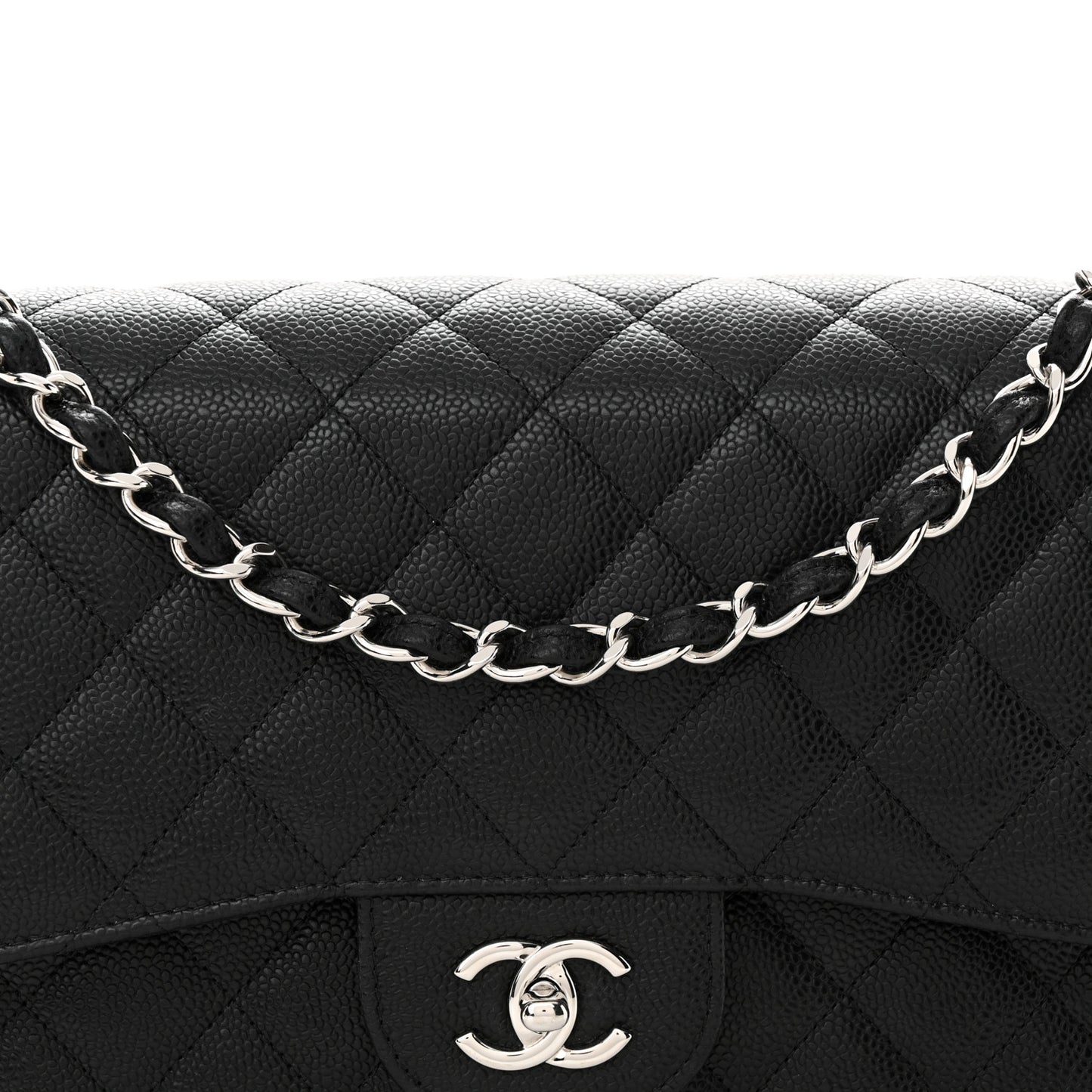 Caviar Quilted Jumbo Double Flap Black