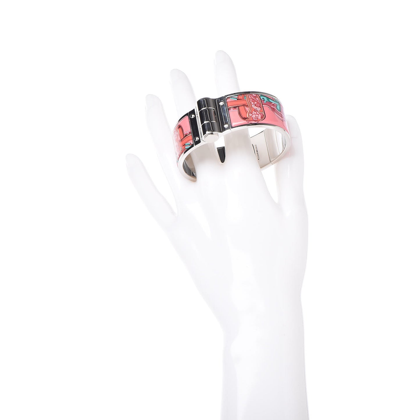 Enamel Printed Wide Charniere Brides2 Hinged Bracelet S Rose Couture