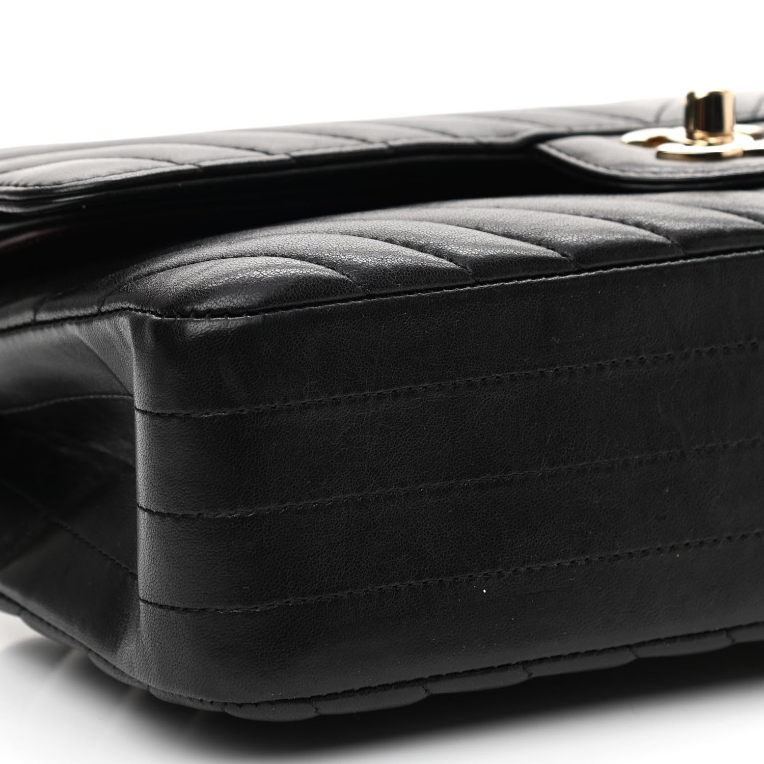 Chanel Calfskin Chevron Quilted Medium Double Flap Black 8 of 9