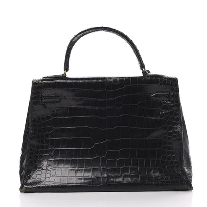 Hermes Shiny Porosus Crocodile Kelly Sellier 32 Black 4 of 50