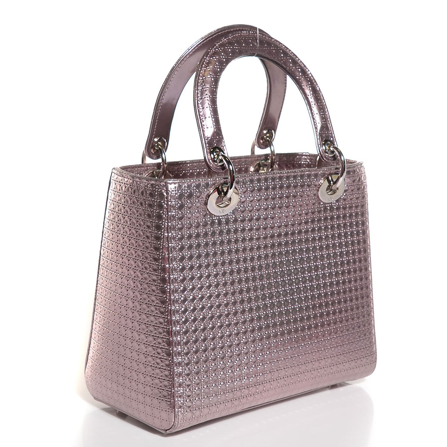 Metallic Patent Micro-Cannage Medium Lady Dior Pink