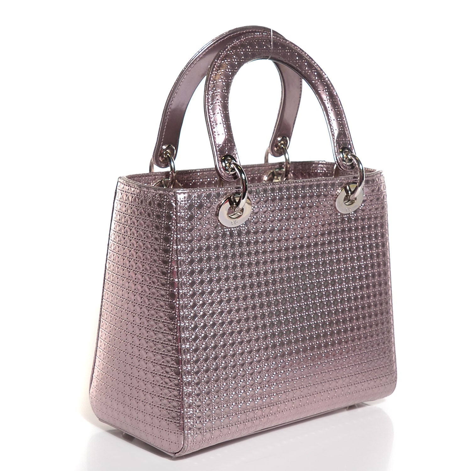 Christian Dior Metallic Patent Micro-Cannage Medium Lady Dior Pink 3 of 7